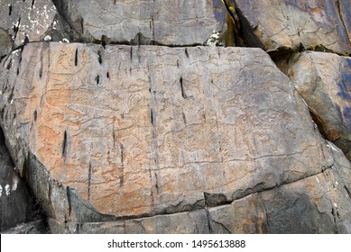 Kalbak-Tash Petroglyphs (4th Millennium BC - 1st Millennium AD). 723th Km Of Chuya Tract. Altai Republic, Siberia, Russia.