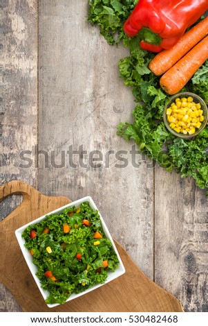 Similar – Foto Bild Grünkohl-Salat und Zutaten auf Holz