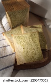 Kale Shokupan Loaf Bread On A Wooden Board