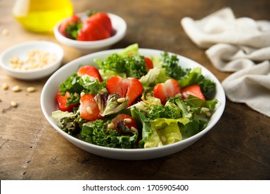 Kale Strawberry Salad With Pine Nuts