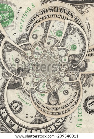 Kaleidoscopic Collage of Dollar Bills