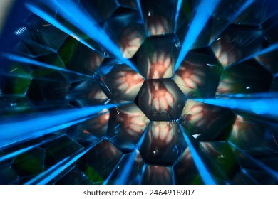 Kaleidoscopic Geometric Patterns Hands with Blue and Amber Tones - Powered by Shutterstock