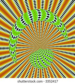 kaleidoscopic interference pattern of a laser beam reflected by a ruby rod