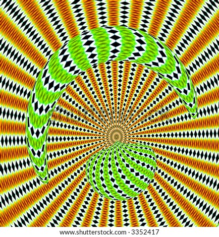 kaleidoscopic interference pattern of a laser beam reflected by a ruby rod