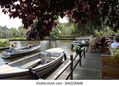 Kalenberg, the Netherlands - August 21, 2021: Shady terrace at Kalenberg in the Weerribben National Park