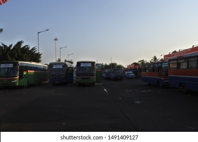 Kalideres Bus Terminal Atmosphere In The Morning, West Jakarta. Indonesia, August 23, 2019