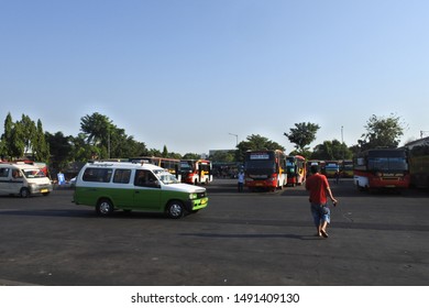 Kalideres Bus Terminal Atmosphere In The Morning, West Jakarta. Indonesia, August 23, 2019