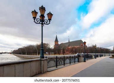 Kaliningrad. Lantern On The Embankment Of The Pregolya River Aga