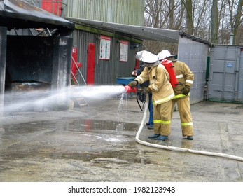 KALININGRAD, RUSSIA - JANUARY 15, 2020: Maritime Training Centre Of The Baltic Fishing Fleet State Academy. Fire Drills.