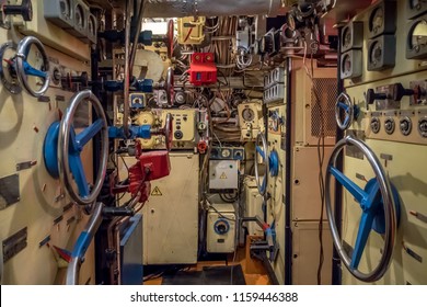 Kaliningrad, Russia - January, 2018. Museum Submarine B-413. The Energy Center Of A Diesel Submarine.