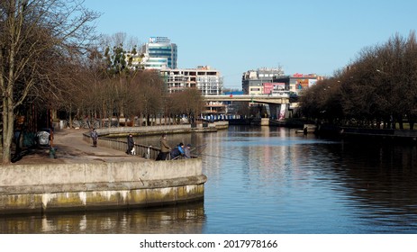  Kaliningrad, Russia-04-03-2021: Kneiphof Island, Pregolya River