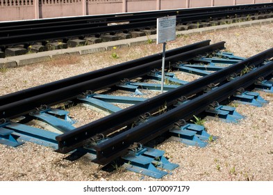 Kaliningrad / Russian Federation - May 11, 2008: Track Grating On Metal Sleepers 