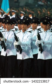 Kallang, Singapore / Singapore - August 9, 2006 : Army Force Marching With Rifles In The Parade On Singapore National Day.