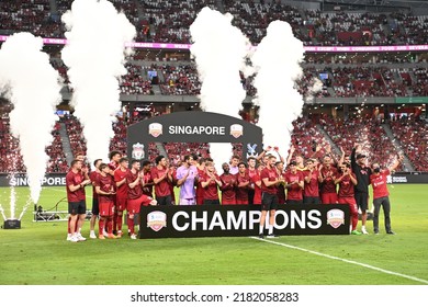 Kallang-Singapore-15JUL2022-Player Of Liverpool Celebrating Champion During Pre-season Against Crystal Palace At National Stadium,singapore