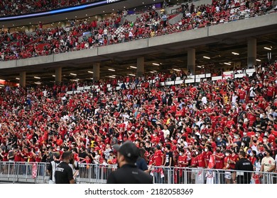 Kallang-Singapore-15JUL2022-Unidentified Fan Of Liverpool In Action During Pre-season Against Crystal Palace At National Stadium,singapore