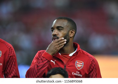 Kallang-Singapore-26Jul2018:Alexandre Lacazette 9 Player Of Arsenal In Action During Icc2018 Between Arsenal Against At Atletico De Madrid At National Stadium,singapore