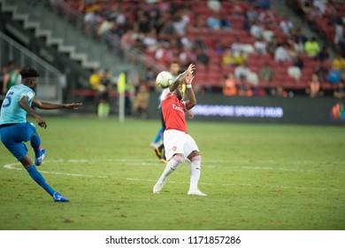 Kallang-Singapore-26Jul2018:Alexandre Lacazette #9 Player Of Arsenal In Action During Icc2018 Between Arsenal Against At Atletico De Madrid At National Stadium,singapore