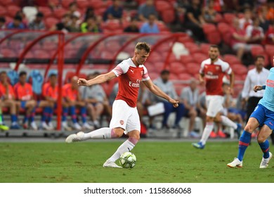 Kallang-Singapore-26Jul2018:Rob Holding #16 Player Of Arsenal In Action During Icc2018 Between Arsenal Against At Atletico De Madrid At National Stadium,singapore