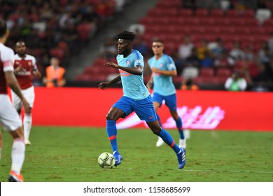 Kallang-Singapore-26Jul2018:Thomas Partey #5 Player Of Atletico Madrid In Action Before Icc2018 Between Arsenal Against At Atletico De Madrid At National Stadium,singapore