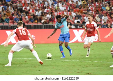 Kallang-Singapore-26Jul2018:Thomas Partey #5 Player Of Atletico Madrid In Action Before Icc2018 Between Arsenal Against At Atletico De Madrid At National Stadium,singapore