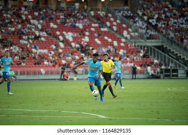 Kallang-Singapore-26Jul2018:Thomas Partey #5 Player Of Atletico Madrid In Action Before Icc2018 Between Arsenal Against At Atletico De Madrid At National Stadium,singapore