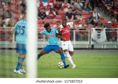 Kallang-Singapore-26Jul2018:Thomas Partey #5 Player Of Atletico Madrid In Action Before Icc2018 Between Arsenal Against At Atletico De Madrid At National Stadium,singapore