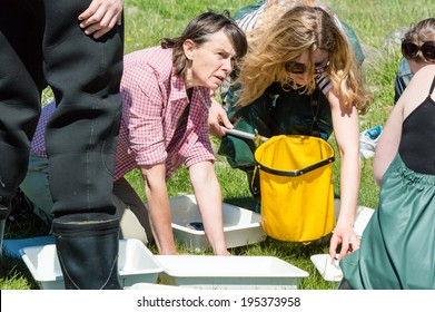 KALMAR, SWEDEN - MAY 26: Female Students On Ecology, Biology Field Trip To Study Marine Life.