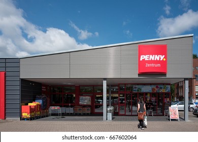 KALTENKIRCHEN, GERMANY - June 17, 2017: entrance of a Penny branch. Penny is a German discount supermarket chain owned by Rewe Group.