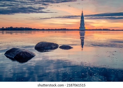 Kalyazin, Russia. Bell tower of St. Nicholas Cathedral, known as the flooded bell tower.