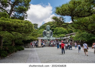 KAMAKURA, JAPAN - May 24,2018: Kamakura Daibutsu (The Great Buddha of Kamakura), which is one of the most famous icons of Japan in Kotoku-in Temple, Kamakura, Japan
