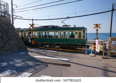 Kamakura, Kanagawa, Japan, March 2019, Kamakura Koko mae Station, Railroad crossing