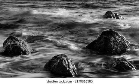 Kamari Greece Black Sand Beach And Ocean