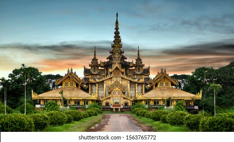 Kambawzathardi public golden palace of King Bayinnaung at Bago, Myanmar
