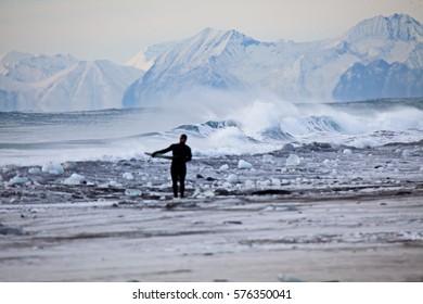 Kamchatka. Pacific Ocean. Winter Surfing.