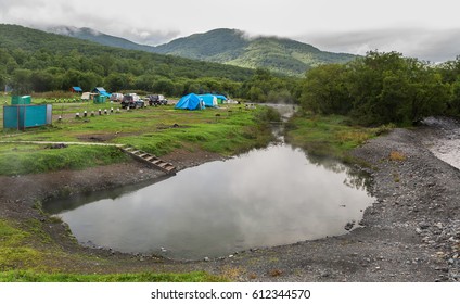 Kamchatka Peninsula, Russia - August 24, 2016: Malkinskie Thermal Mineral Hot Springs In Kamchatka