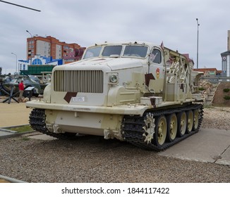 Kamensk - Shakhtinsky, Rostov Region, Russia, October 3, 2020 Military Engineering Vehicles. Fast Trenching Vehicle BTM In Patriot Park.