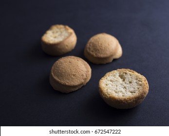 Kammerjunker - Small Danish Crisp Biscuits Usually Eaten With Cold Buttermilk Soup For Dessert - Isolated On Black Background