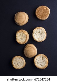 Kammerjunker - Small Danish Crisp Biscuits Usually Eaten With Cold Buttermilk Soup For Dessert - Isolated On Black Background