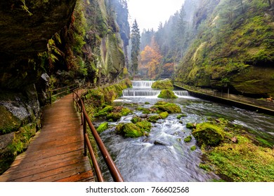 The Kamnitz Gorge In Saxon Switzerland National Park