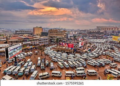 KAMPALA, UGANDA - JULY 9, 2019: View Over The Central Bus Station In Kampala, Uganda