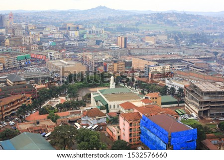 Kampala, Uganda – Oct 30, 2017: View of Kampala city center. Kampala (Hill or of the impala in the local language) is a fast-growing capital with a population of over 2 million people.  Stock photo © 