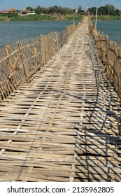 The Kampong Cham bamboo bridge in Cambodia is the longest in the world in Kampong Cham, Cambodia.