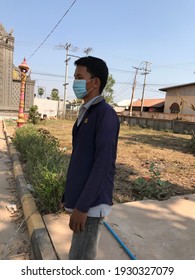 Kampong Chnang, Cambodia, March 6, 2021: The Man Ware The Mas For Protect Co-vit 19