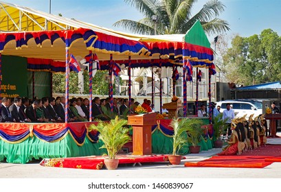 Kampong Thom, Cambodia. 09-01-2019. Prime Minister Hun Sen (centre) And Officials Of The Cambodian People’s Party Watch Traditional Apsara Dancers During “Victory Over Genocide Day”, Jan 7th Day. 1979