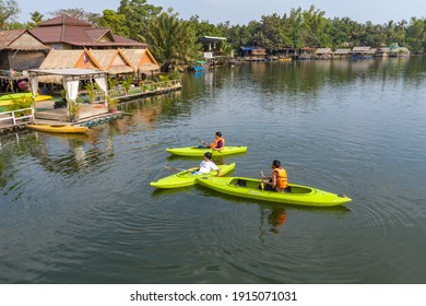 Kampot, Cambodia - Jan 20, 2020 : Kayaking At Kampot River In Cambodia