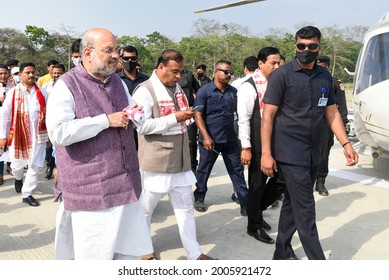 Kamrup,India-04 April 2021: Amit Shah During A Rally In Support Of BJP Candidate Himanta Biswa Sharma Ahead Of Assam Assembly Elections 2021.