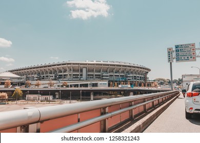 Kanagawa, Japan - April 13, 2017: Nissan Stadium (International Stadium Yokohama) Photographed From The Road Nearby