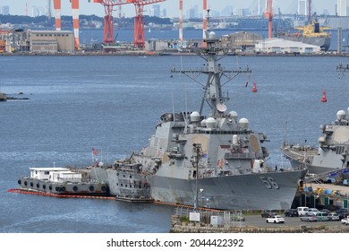 Kanagawa, Japan - August 21, 2021:United States Navy USS John S. McCain (DDG-56), Arleigh Burke-class Destroyer.