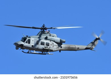 Kanagawa, Japan - December 18, 2021:United States Marine Corps (USMC) Bell UH-1Y Venom Utility Helicopter From HMLA-369 