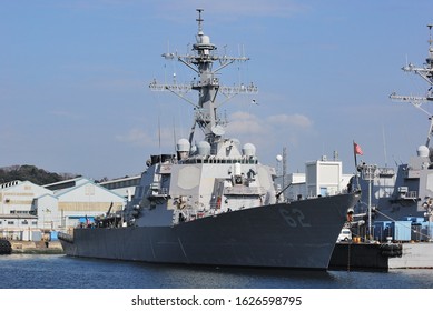 Kanagawa, Japan - February 20, 2010:United States Navy USS Fitzgerald (DDG-62), Arleigh Burke-class Destroyer.